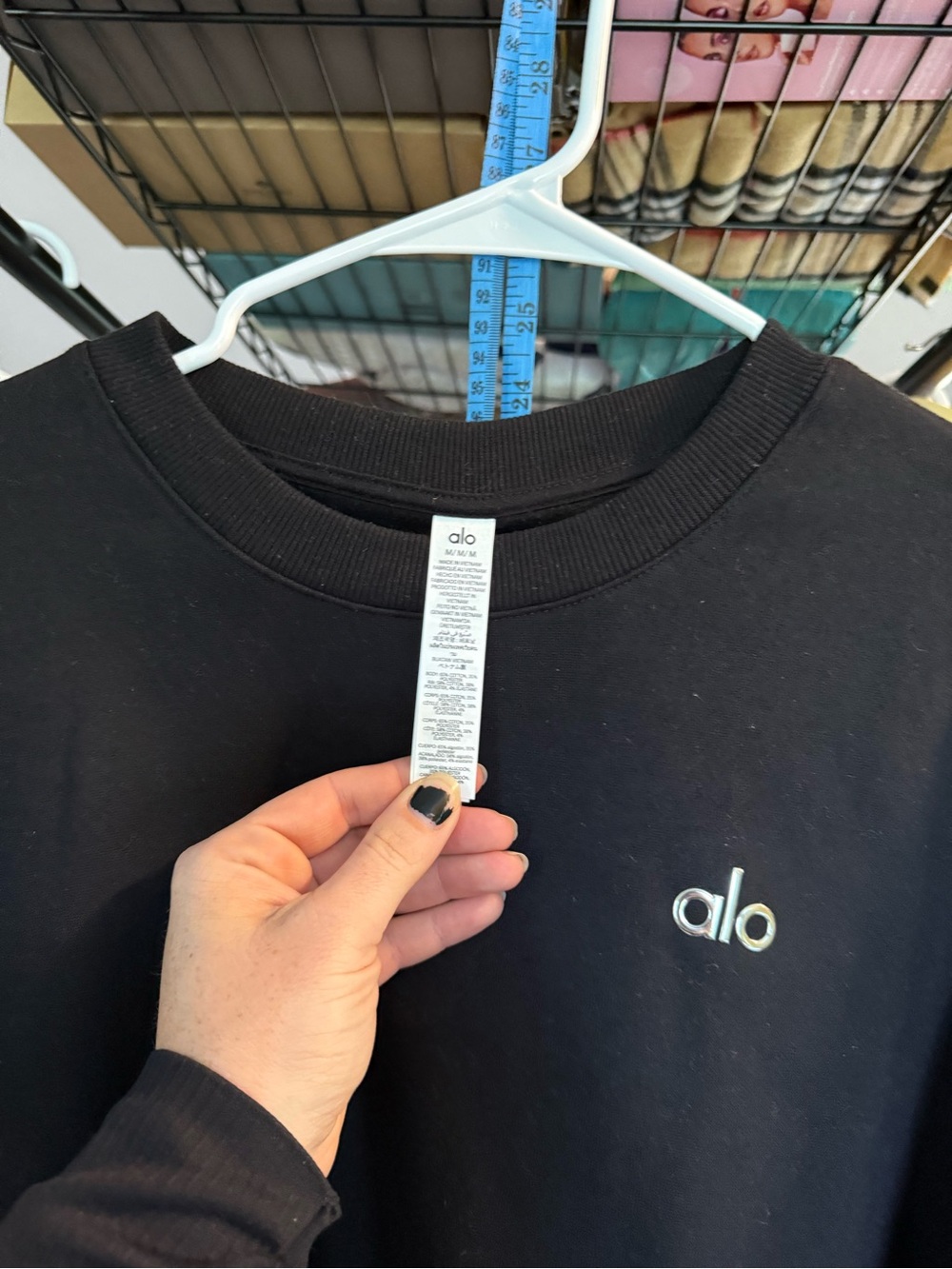 ALO Yoga Black Crewneck Sweatshirt with Silver Logo